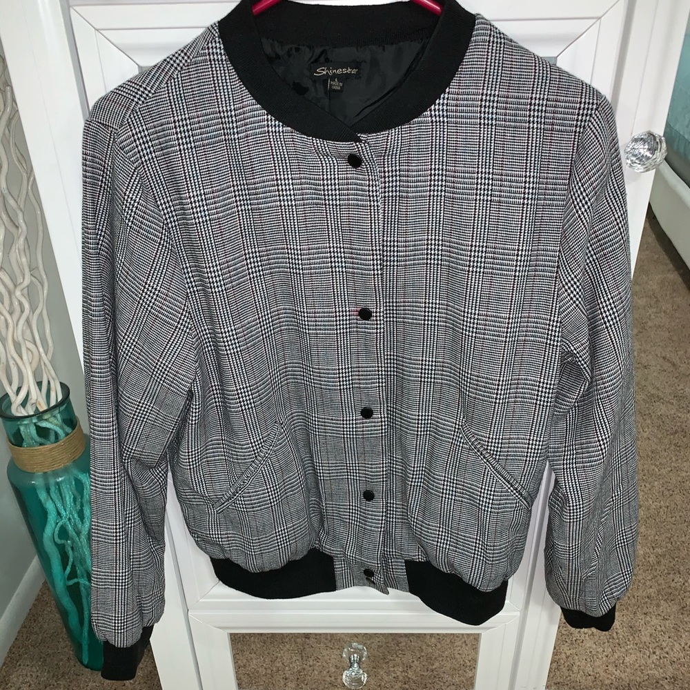 Shinestar Plaid Bomber Jacket